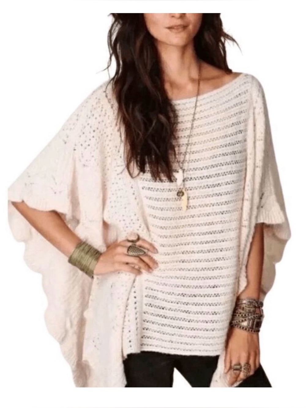 EUC Free People Snow Nymph Knit Blush Pink Poncho